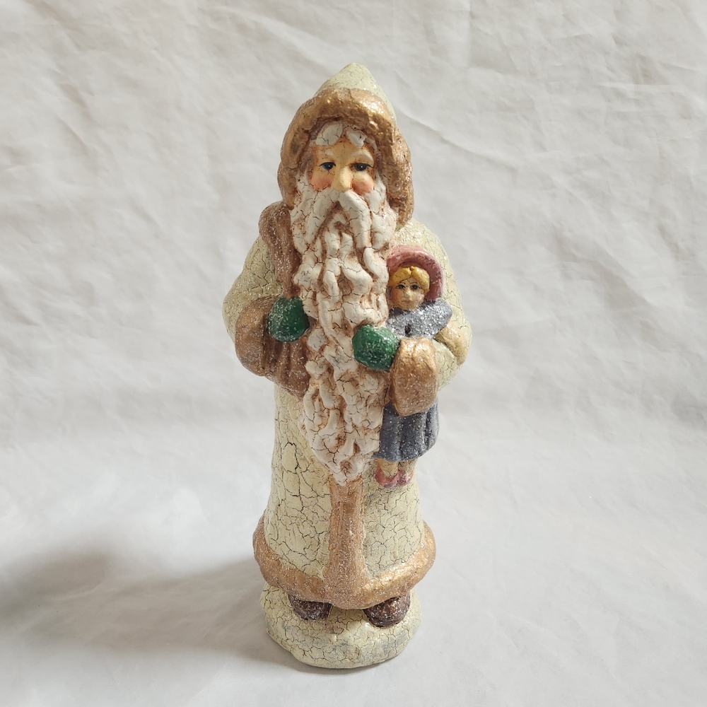 Midwest Of Cannon Falls Ivory Crackle Paint Primitive Santa Claus